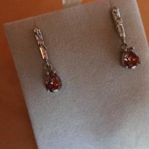 Pure Silver Amber Stone Earrings